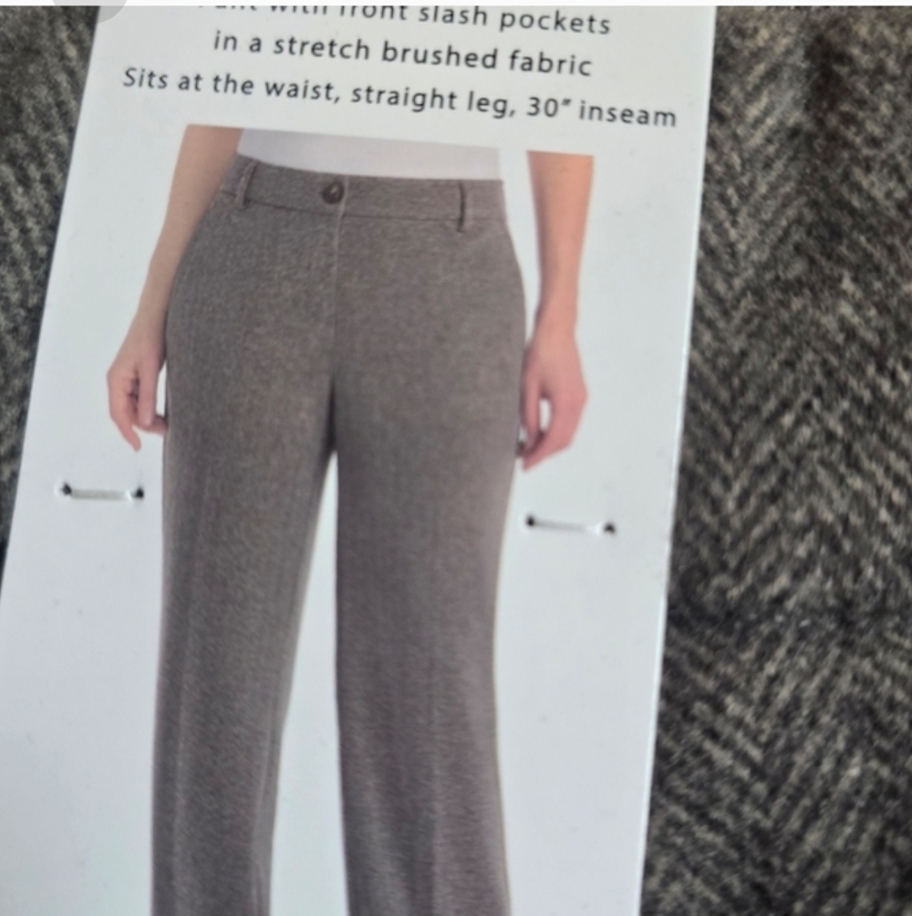 Hilary Radley Women's Front Slash Pockets Stretch Brushed Pants, New - Picture 6 of 6